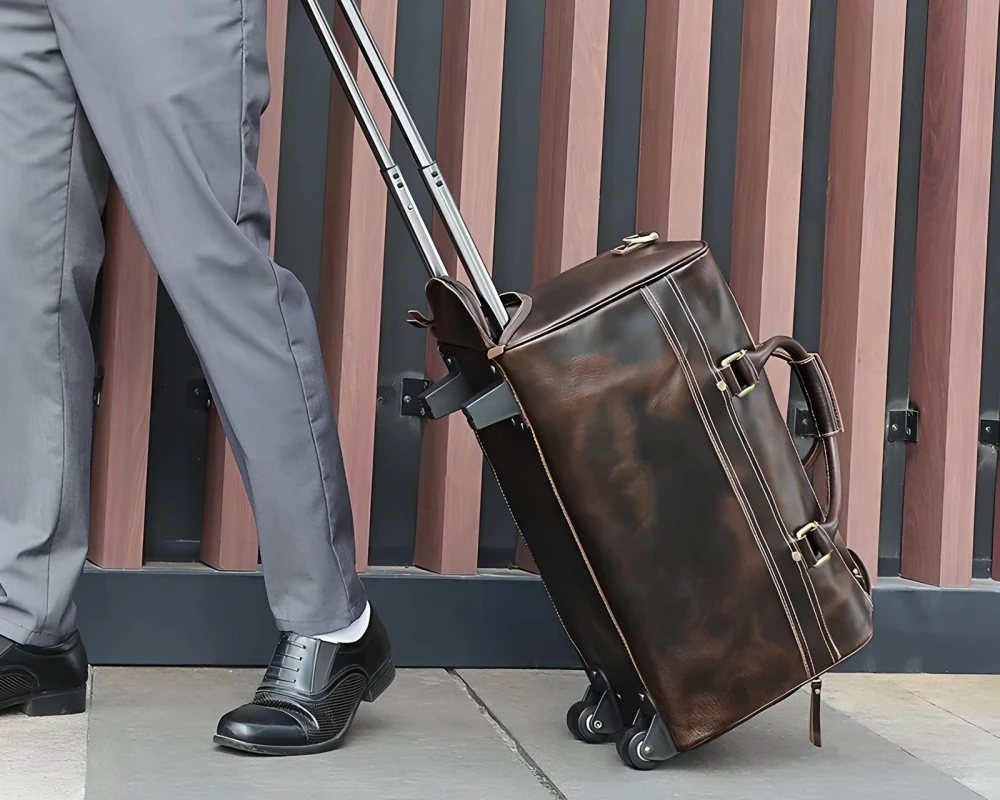 leather duffle carry on